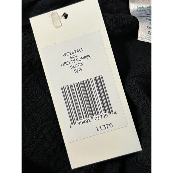 Eberjey NWT Women Solid Liberty Lace Trim Romper Black Crochet Swim Cover-Up S/M - Picture 8 of 8